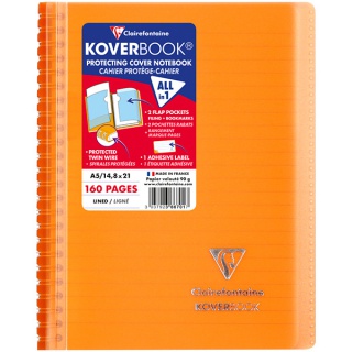 Kołonotatnik CLAIREFONTAINE Koverbook, w linię, 80 kart., 14,8x21cm, mix kolorów, Kołonotatniki, Zeszyty i bloki