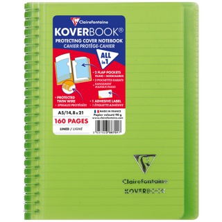 Kołonotatnik CLAIREFONTAINE Koverbook, w linię, 80 kart., 14,8x21cm, mix kolorów, Kołonotatniki, Zeszyty i bloki