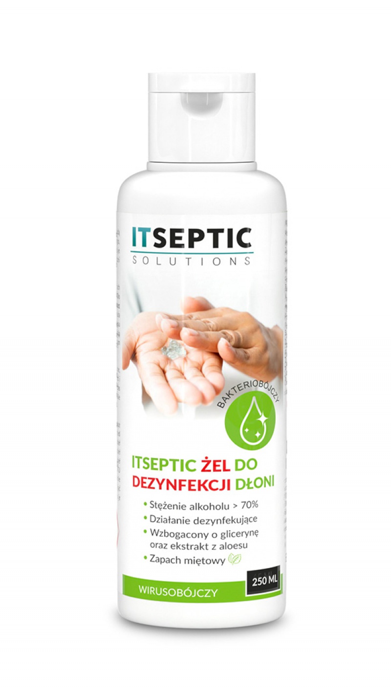 Żel do dezynfekcji dłoni ITSEPTIC, 250ml, Akcesoria do sprzątania, Artykuły higieniczne i dozowniki