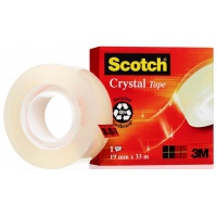 Office tape, SCOTCH® Crystal Clear (600),   transparent/clear, 19mm, 33m, in a box