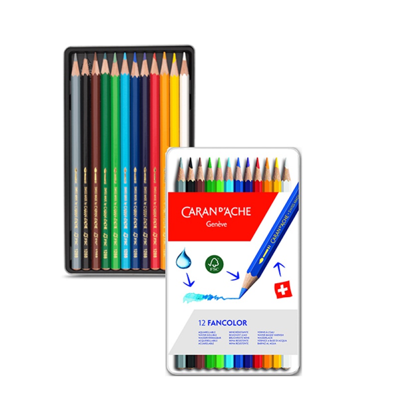 Caran d'Ache Swisscolor Water Soluble Pencils Box of 12 or Box of