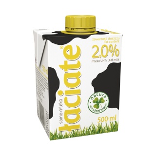 Mleko ŁACIATE, 2%, 0,5 l, Mleka i śmietanki, Artykuły spożywcze