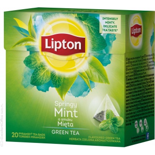 Herbata LIPTON, piramidki, 20 torebek, zielona z miętą, Herbaty, Artykuły spożywcze