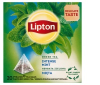 Herbata LIPTON, piramidki, 20 torebek, zielona z miętą, Herbaty, Artykuły spożywcze
