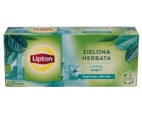 Herbata LIPTON Green Tea, 25 torebek, miętowa, Herbaty, Artykuły spożywcze