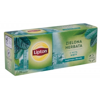 Herbata LIPTON Green Tea, 25 torebek, miętowa, Herbaty, Artykuły spożywcze