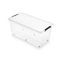 Storage box ORPLAST Simple box, 75l, with wheels, transparent