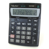 Kalkulator biurowy VECTOR KAV DK-222, 12-cyfrowy, 103x137mm, czarny
