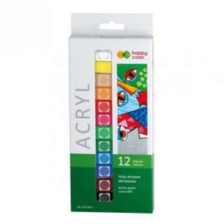 FARBA AKRYLOWA ZESTAW 12KOL.X12ML HAPPY COLOR, Podkategoria, Kategoria