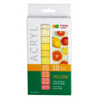 FARBA AKRYLOWA ZESTAW 10KOL.X12ML ODC.ŻÓŁTEGO HC, Podkategoria, Kategoria