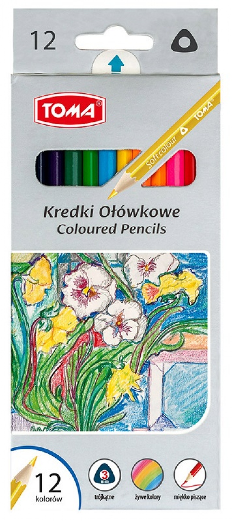 KREDKI OŁ&Oacute;WKOWE 12KOL.TR&Oacute;JKĄTNE, Kredki oł&oacute;wkowe, Plastyka