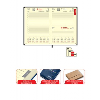 KALENDARZ KSIĄŻKOWY A5 DNS CLASSIC SZARY 2024, Dzienne, Kalendarze
