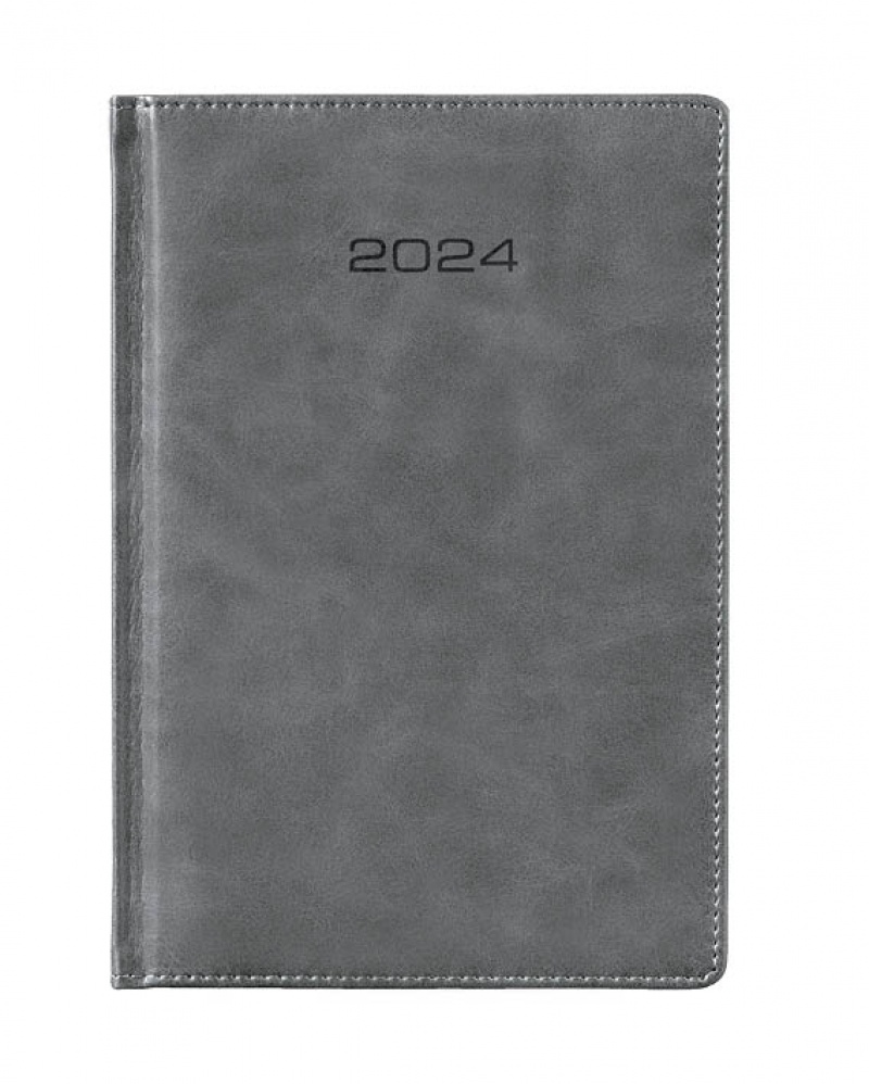 KALENDARZ KSIĄŻKOWY A5 DNS CLASSIC SZARY 2024, Dzienne, Kalendarze