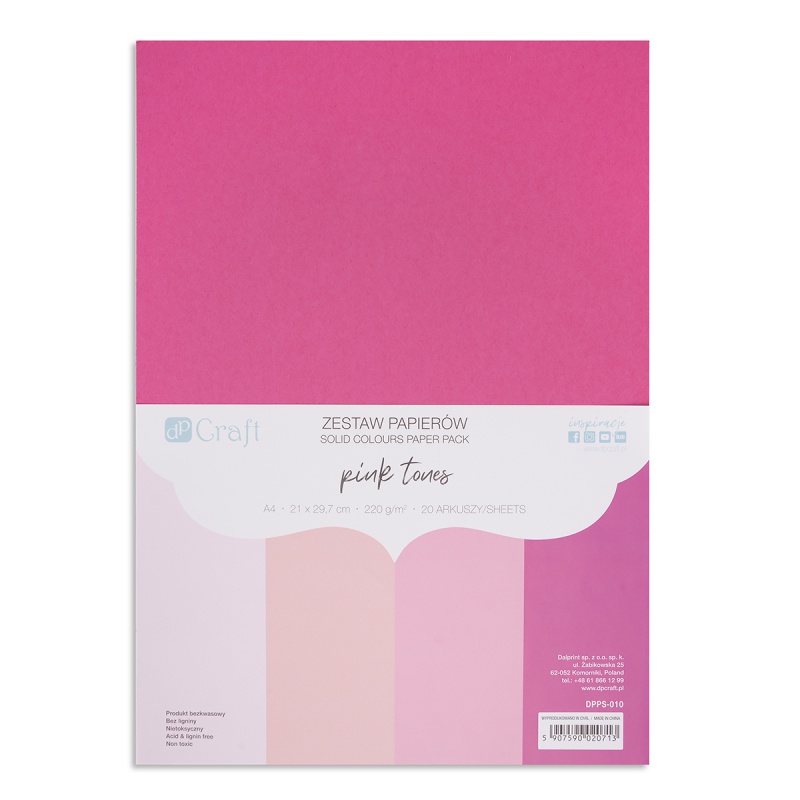 ZESTAW PAPIERÓW 220GR.PINK TONES A4 20 ARK., Podkategoria, Kategoria