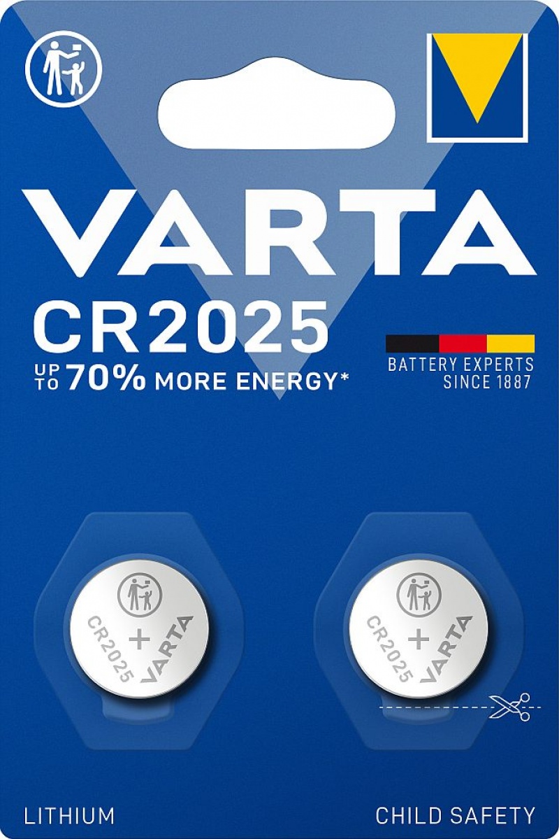 BATERIA VARTA CR2025 /2/, Baterie, akumulatory i ładowarki, Urządzenia biurowe
