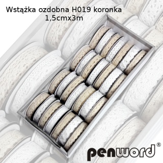 WSTĄŻKA OZDOBNA H019 KORONKA 1,5CMX3M /28/, Podkategoria, Kategoria