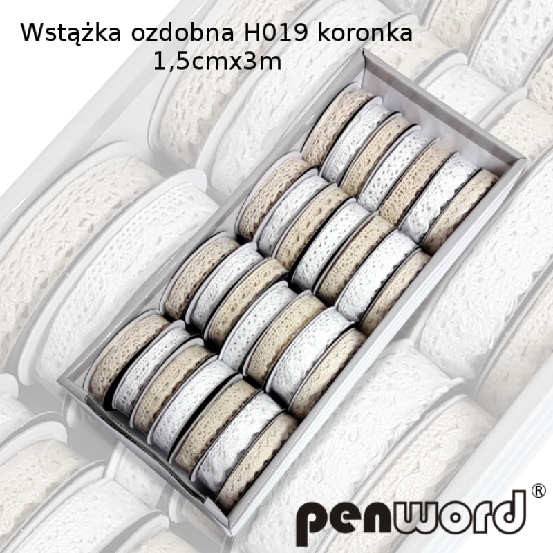 WSTĄŻKA OZDOBNA H019 KORONKA 1,5CMX3M /28/, Podkategoria, Kategoria