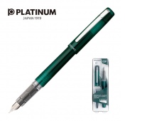 Pióro wieczne Platinum Prefounte Dark Emerald, F, w plastikowym opakowaniu, na blistrze, zielone, Pióra, Artykuły do pisania i korygowania