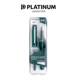 Pi&oacute;ro wieczne Platinum Prefounte Dark Emerald, F, w plastikowym opakowaniu, na blistrze, zielone, Pi&oacute;ra, Artykuły do pisania i korygowania