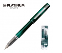 Pióro wieczne Platinum Prefounte Dark Emerald, M, w plastikowym opakowaniu, na blistrze, zielone, Pióra, Artykuły do pisania i korygowania