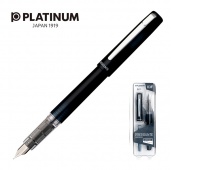 Pióro wieczne Platinum Prefounte Graphite Blue, F, w plastikowym opakowaniu, na blistrze, granatowe, Pióra, Artykuły do pisania i korygowania