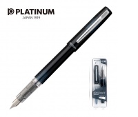 Pióro wieczne Platinum Prefounte Graphite Blue, M, w plastikowym opakowaniu, na blistrze, granatowe, Pióra, Artykuły do pisania i korygowania