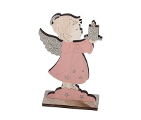 ANIOŁEK ZE ŚWIECZKĄ RÓŻOWY 19cm/12cm