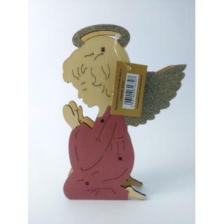 ANIOŁEK KLĘCZĄCY PODWÓJNY Z LEDAMI 19cm/14cm, Boże Narodzenie, Artykuły dekoracyjne