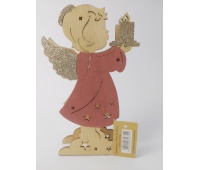 ANIOŁEK PODWÓJNY ZE ŚWIECZKA I LEDAMI 18cm/12cm, Boże Narodzenie, Artykuły dekoracyjne