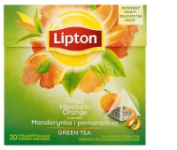 Herbata LIPTON, piramidki, 20 torebek, zielona mandarynka i pomarańcza, Herbaty, Artykuły spożywcze