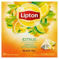 Herbata LIPTON, piramidki, 20 torebek, owoce cytrusowe, Herbaty, Artykuły spożywcze