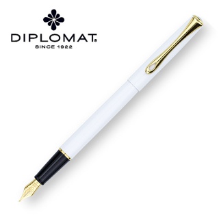 Pióro wieczne DIPLOMAT Traveller, F, białe/złote, Pióra, Artykuły do pisania i korygowania