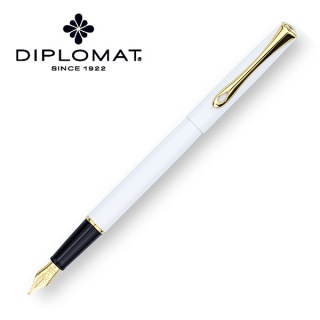 Pióro wieczne DIPLOMAT Traveller, M, białe/złote, Pióra, Artykuły do pisania i korygowania