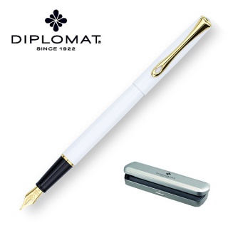 Pióro wieczne DIPLOMAT Traveller, M, białe/złote, Pióra, Artykuły do pisania i korygowania