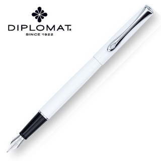 Pióro wieczne DIPLOMAT Traveller, M, białe/chromowane, Pióra, Artykuły do pisania i korygowania