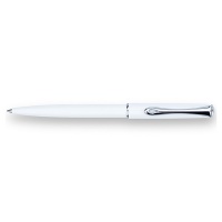 Długopis DIPLOMAT Traveller, biały/chromowany, Długopisy, Artykuły do pisania i korygowania