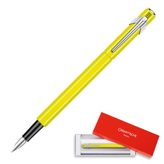 Pióro wieczne CARAN D'ACHE 849 Fluo Line, M, żółte, Pióra, Artykuły do pisania i korygowania