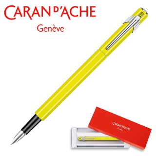 Pióro wieczne CARAN D'ACHE 849 Fluo Line, M, żółte, Pióra, Artykuły do pisania i korygowania