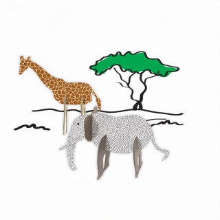 ZESTAW KSZTAŁTÓW TEKT.3D AFRICA 5szt.15/12CM.H-COL, Podkategoria, Kategoria
