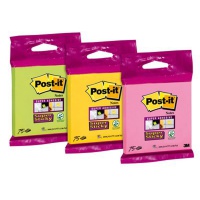 Bloczki samoprzylepne Post-it® Super Sticky (6820-SS), 76x76mm, 75 kart., w opakowaniu zbiorczym, mix kolorów, Bloczki samoprzylepne, Papier i etykiety