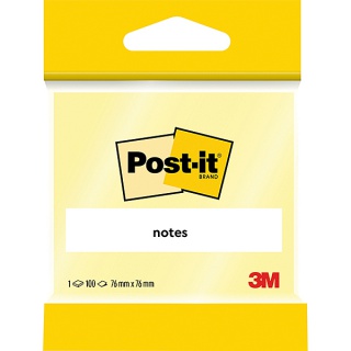Bloczek samoprzylepny Post-it® (6820), 76x76mm, 100 kart., żółte, Bloczki samoprzylepne, Papier i etykiety