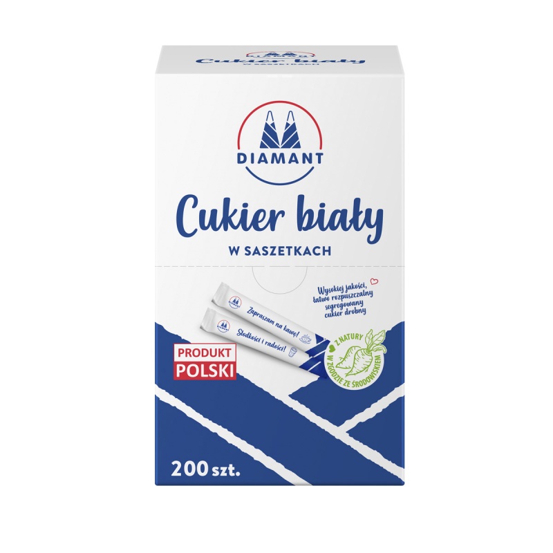 Cukier biały DIAMANT, w saszetkach, 200 x 5 g, Cukier, Artykuły spożywcze