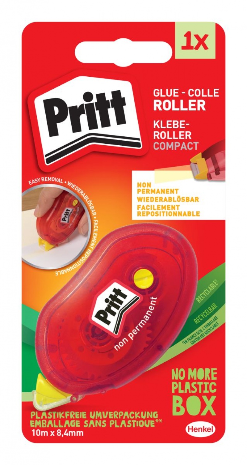 Klej w taśmie PRITT NON-PERMANENT, 8,4mm x 10m, blister, Kleje, Drobne akcesoria biurowe