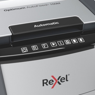 Niszczarka automatyczna REXEL OPTIMUM AUTOFEED+ 100M, P-5, 100 kart., 34l, czarna, Niszczarki, Urządzenia i maszyny biurowe