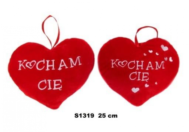 SERCE MIX GŁADKIE NAPISY 25CM 4959, Walentynki, Art. świąteczne i okolicznościowe