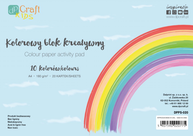 KOLOROWY BLOK KREATYWNY A4 180GR.10 KOL.20ARK., Podkategoria, Kategoria