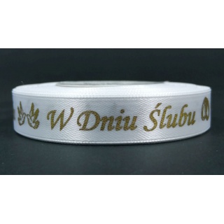 WSTĄŻKA W DNIU SLUBU METAL 15MM/22MB BIAŁA/ZŁOTO, Podkategoria, Kategoria