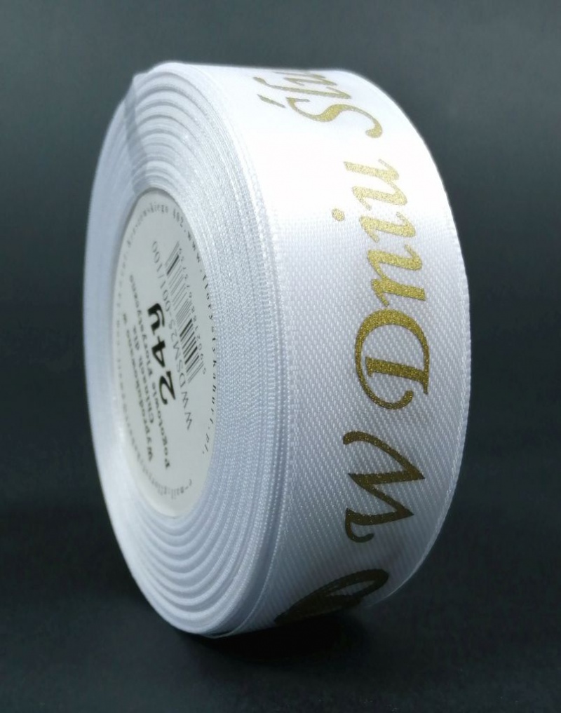 WSTĄŻKA W DNIU SLUBU METAL 25MM/22MB BIAŁA/ZŁOTO, Podkategoria, Kategoria