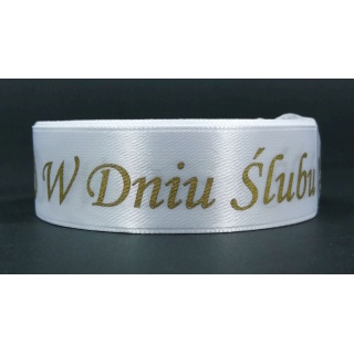 WSTĄŻKA W DNIU SLUBU METAL 25MM/22MB BIAŁA/ZŁOTO, Podkategoria, Kategoria