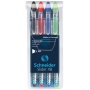Zestaw długopisów SCHNEIDER Slider Basic,  XB,  4 szt.,  miks kolorów podstawowych